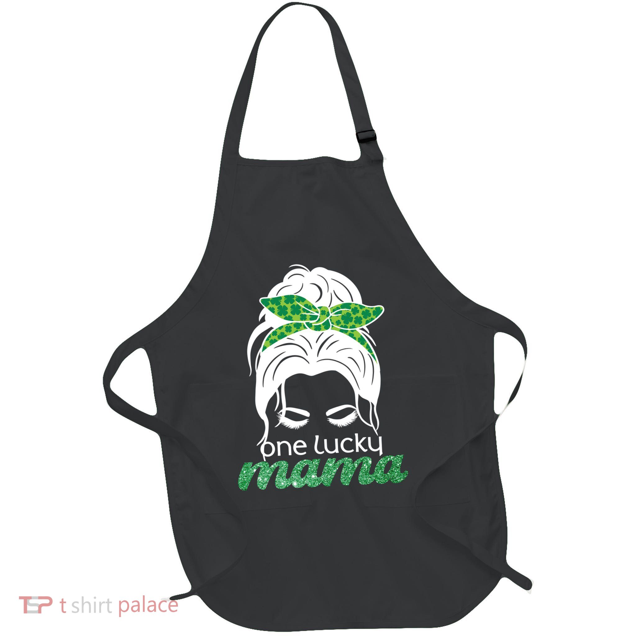 One Lucky Mama St Patricks Day Full-Length Apron With Pockets