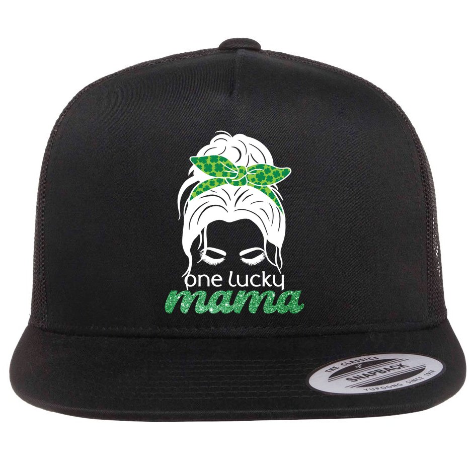 One Lucky Mama St Patricks Day Flat Bill Trucker Hat