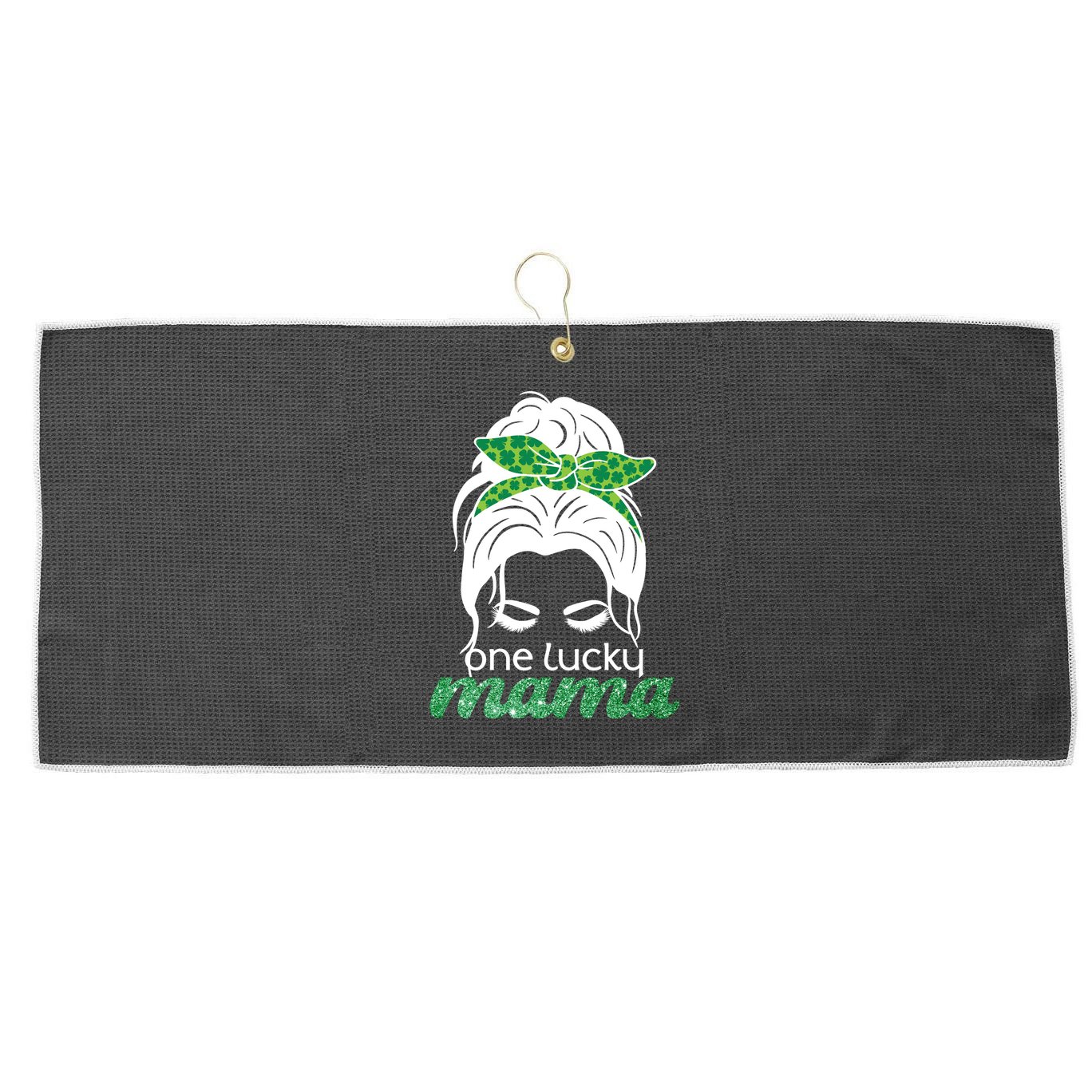 One Lucky Mama St Patricks Day Large Microfiber Waffle Golf Towel