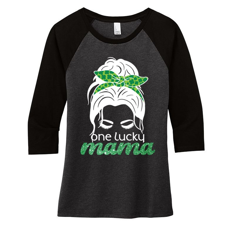 One Lucky Mama St Patricks Day Women's Tri-Blend 3/4-Sleeve Raglan Shirt
