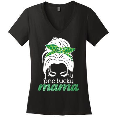 One Lucky Mama St Patricks Day Women's V-Neck T-Shirt
