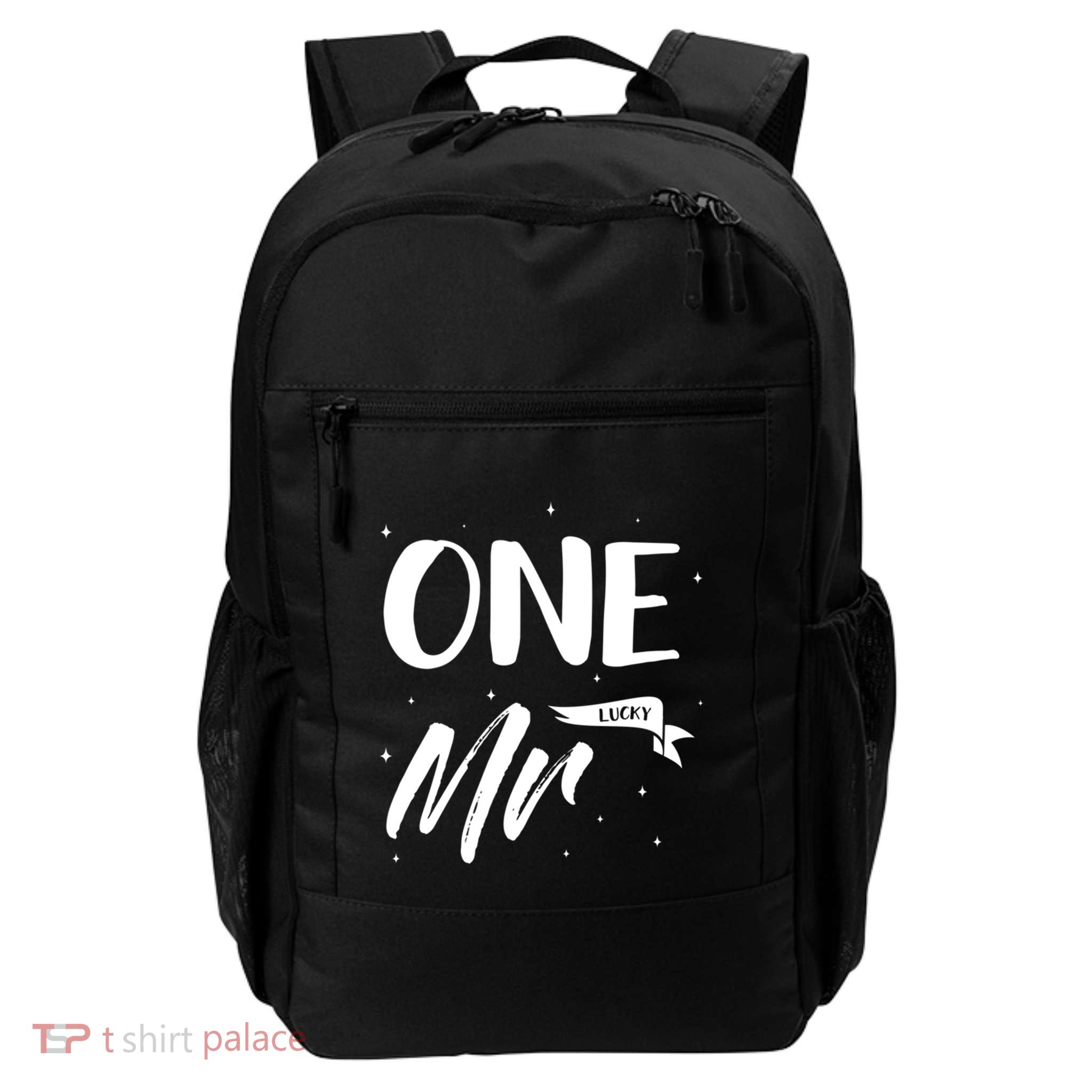 One Lucky Mr Funny Bride And Groom For Wedding Party Gift Daily Commute Backpack