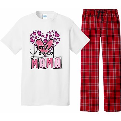 One Loved Mama Leopard Glitter Valentines For Mom Mother's Day Pajama Set