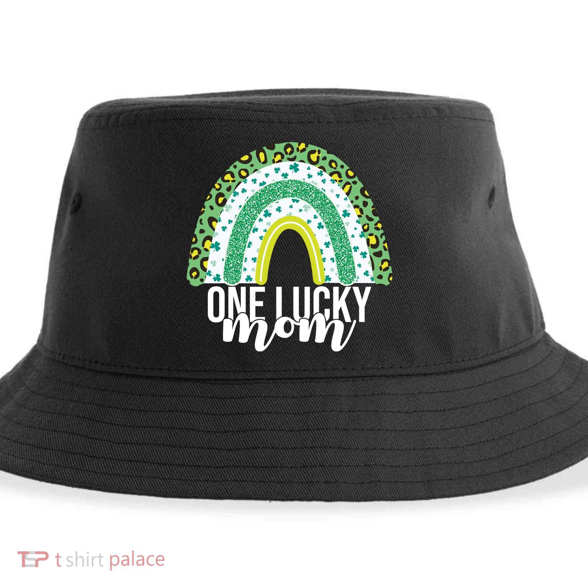 One Lucky Mom Rainbow St Patrick's Day Sustainable Bucket Hat