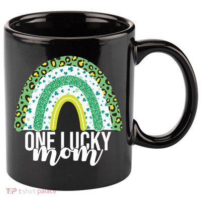 One Lucky Mom Rainbow St Patrick's Day 11oz C Handle Ceramic Mug