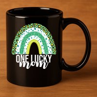 One Lucky Mom Rainbow St Patrick's Day 11oz C Handle Ceramic Mug