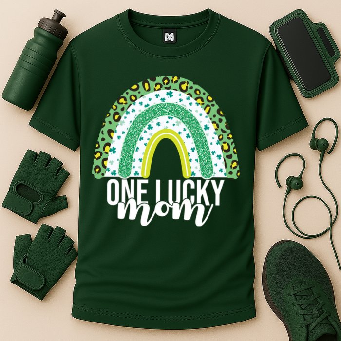 One Lucky Mom Rainbow St Patrick's Day Cooling Performance Crew T-Shirt