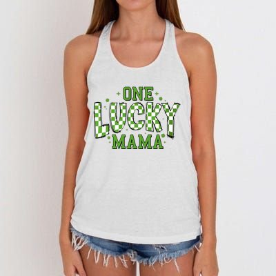 One Lucky Mama St Patrick’S Retro Women's Knotted Racerback Tank