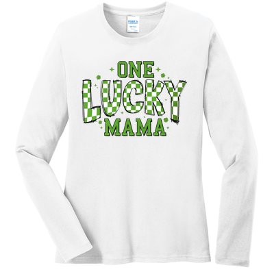 One Lucky Mama St Patrick’S Retro Ladies Long Sleeve Shirt