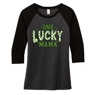 One Lucky Mama St Patrick’S Retro Women's Tri-Blend 3/4-Sleeve Raglan Shirt