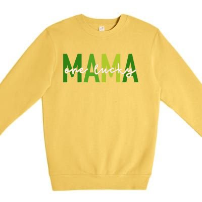 One Lucky Mama St Patricks Day Irish Women Mommy Premium Crewneck Sweatshirt