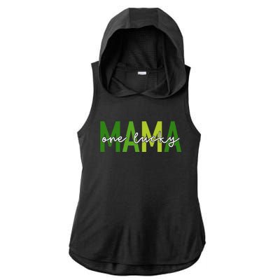 One Lucky Mama St Patricks Day Irish Women Mommy Ladies PosiCharge Tri-Blend Wicking Draft Hoodie Tank