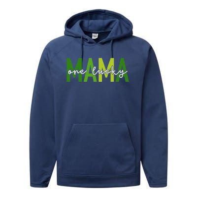 One Lucky Mama St Patricks Day Irish Women Mommy Performance Fleece Hoodie