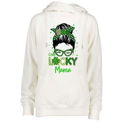 One Lucky Mama St Patricks Day Shamrock For Women Mommy Wife Womens Funnel Neck Pullover Hood