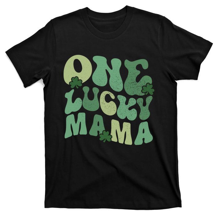 One Lucky Mama St Patricks Day Mom Mother Groovy T-Shirt