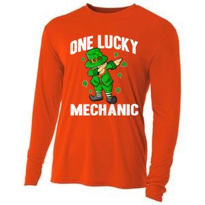 One Lucky Mechanic St Patricks Day Dabbing Leprechaun Funny Gift Cooling Performance Long Sleeve Crew