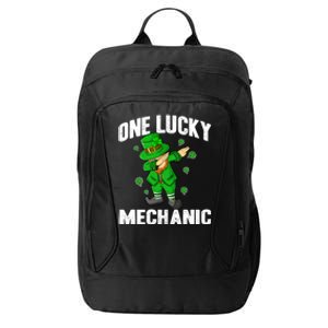 One Lucky Mechanic St Patricks Day Dabbing Leprechaun Funny Gift City Backpack