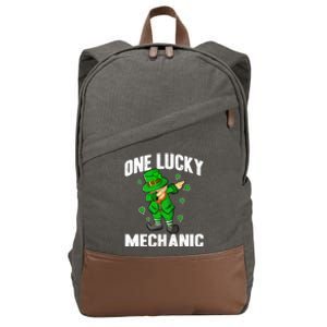 One Lucky Mechanic St Patricks Day Dabbing Leprechaun Funny Gift Cotton Canvas Backpack