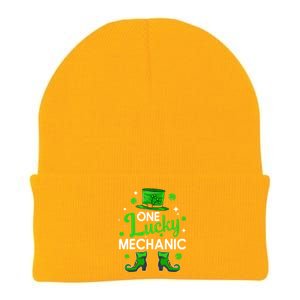 One Lucky Mechanic St Patrick's Day Leprechaun Mechanic Gift Knit Cap Winter Beanie