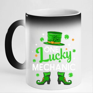 One Lucky Mechanic St Patrick's Day Leprechaun Mechanic Gift 11oz Black Color Changing Mug