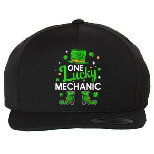 One Lucky Mechanic St Patrick's Day Leprechaun Mechanic Gift Wool Snapback Cap