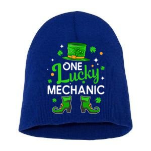 One Lucky Mechanic St Patrick's Day Leprechaun Mechanic Gift Short Acrylic Beanie