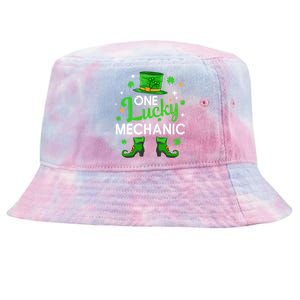 One Lucky Mechanic St Patrick's Day Leprechaun Mechanic Gift Tie-Dyed Bucket Hat