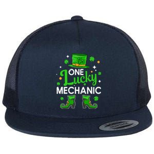 One Lucky Mechanic St Patrick's Day Leprechaun Mechanic Gift Flat Bill Trucker Hat