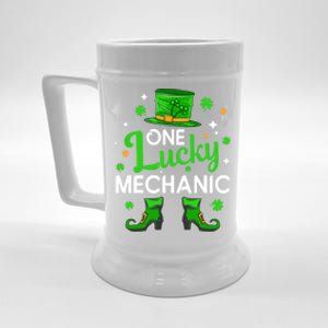 One Lucky Mechanic St Patrick's Day Leprechaun Mechanic Gift Beer Stein