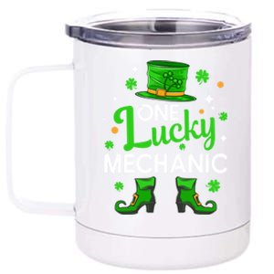 One Lucky Mechanic St Patrick's Day Leprechaun Mechanic Gift 12 oz Stainless Steel Tumbler Cup