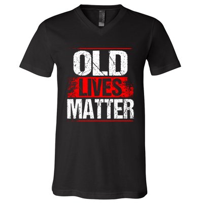 Old Lives Matter Distressed V-Neck T-Shirt