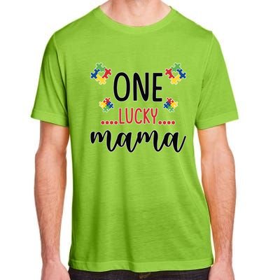 One Lucky Mama Awareness Autistic Autism Mother Mom Funny Gift Adult ChromaSoft Performance T-Shirt