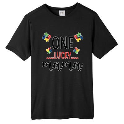 One Lucky Mama Awareness Autistic Autism Mother Mom Funny Gift Tall Fusion ChromaSoft Performance T-Shirt