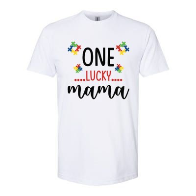 One Lucky Mama Awareness Autistic Autism Mother Mom Funny Gift Softstyle CVC T-Shirt