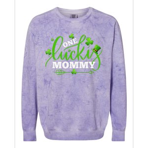 One Lucky Mommy Shamrock Gifts St Patricks Day Party Colorblast Crewneck Sweatshirt