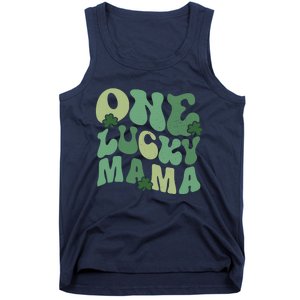 One Lucky Mama St Patricks Day Mom Mother Groovy Tank Top