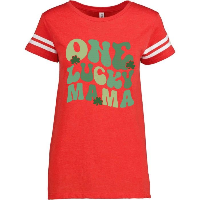 One Lucky Mama St Patricks Day Mom Mother Groovy Enza Ladies Jersey Football T-Shirt