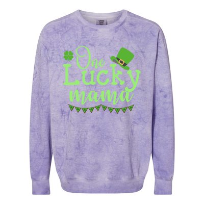 One Lucky Mama Stpatricks Day Mom Mother Shamrock Funny Gift Colorblast Crewneck Sweatshirt