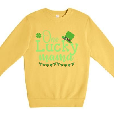 One Lucky Mama Stpatricks Day Mom Mother Shamrock Funny Gift Premium Crewneck Sweatshirt