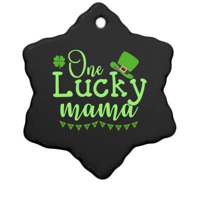 One Lucky Mama Stpatricks Day Mom Mother Shamrock Funny Gift Ceramic Star Ornament