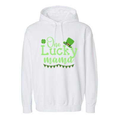 One Lucky Mama Stpatricks Day Mom Mother Shamrock Funny Gift Garment-Dyed Fleece Hoodie