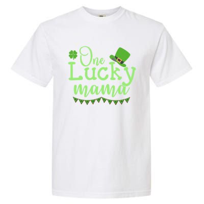 One Lucky Mama Stpatricks Day Mom Mother Shamrock Funny Gift Garment-Dyed Heavyweight T-Shirt