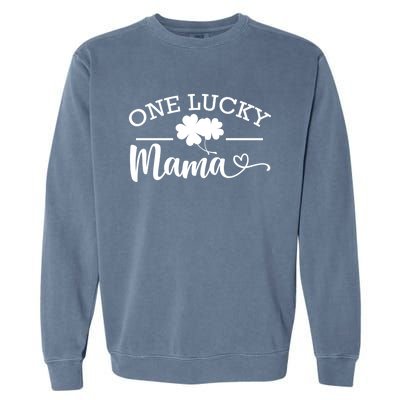 One Lucky Mama St Patrick's Day Shamrock Family Pajama Meaningful Gift Garment-Dyed Sweatshirt