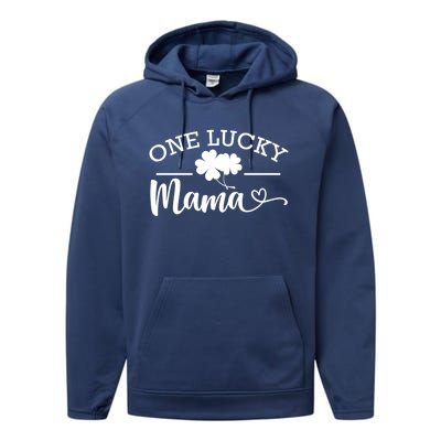 One Lucky Mama St Patrick's Day Shamrock Family Pajama Meaningful Gift Performance Fleece Hoodie