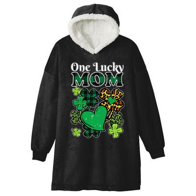 One Lucky Mom Plaid Shamrock Heart St Patrick Day Mommy Hooded Wearable Blanket