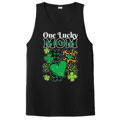 One Lucky Mom Plaid Shamrock Heart St Patrick Day Mommy PosiCharge Competitor Tank