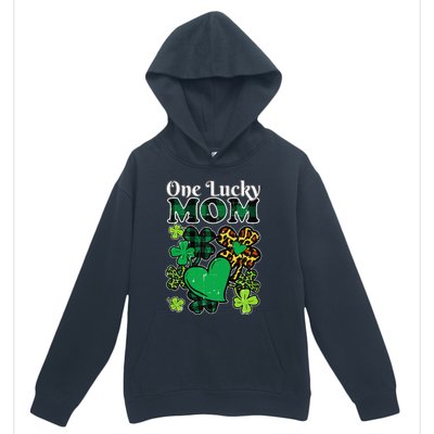 One Lucky Mom Plaid Shamrock Heart St Patrick Day Mommy Urban Pullover Hoodie