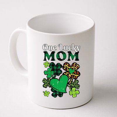 One Lucky Mom Plaid Shamrock Heart St Patrick Day Mommy Coffee Mug