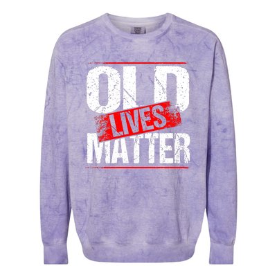 Old Lives Matter Distressed Colorblast Crewneck Sweatshirt