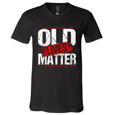 Old Lives Matter Distressed V-Neck T-Shirt